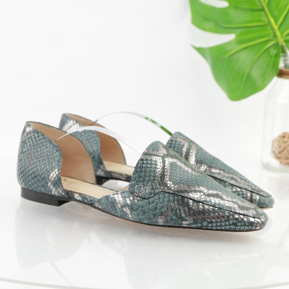Vince Camuto Womens Kordie D'Orsay Flats Size 8.5 Blue Teal Python Slip On Shoes - Picture 12 of 12